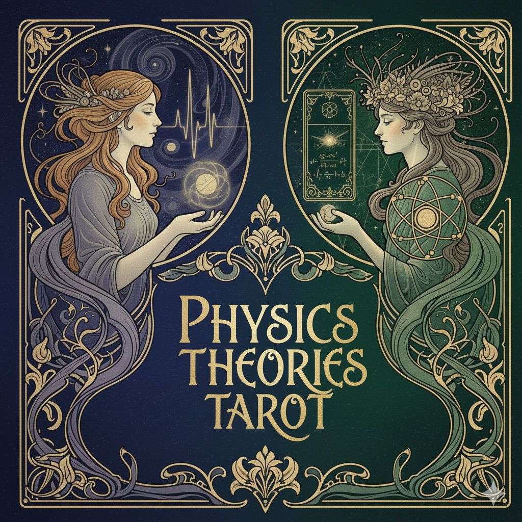 An Art Nouveau style illustration for the Physics Theories Tarot reading website